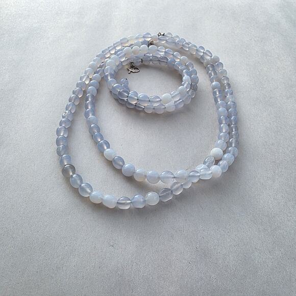 Jay King Blue chalcedony Stone Set Bracelet & Necklace 34" New Blue - Picture 4 of 12